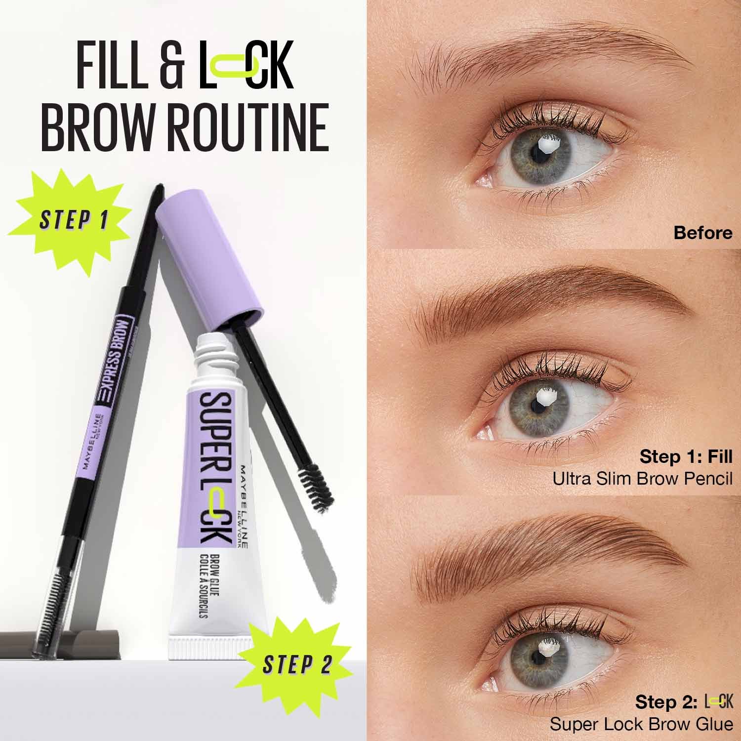 Super Lock™ Brow Glue Clear & Tinted Eyebrow Gel Gallery
